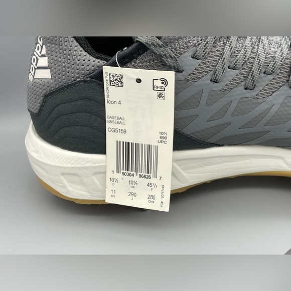 Adidas Boost Icon Baseball Cleats Metal Gray White CG5159 Men’s Size 11 NEW - Picture 8 of 10